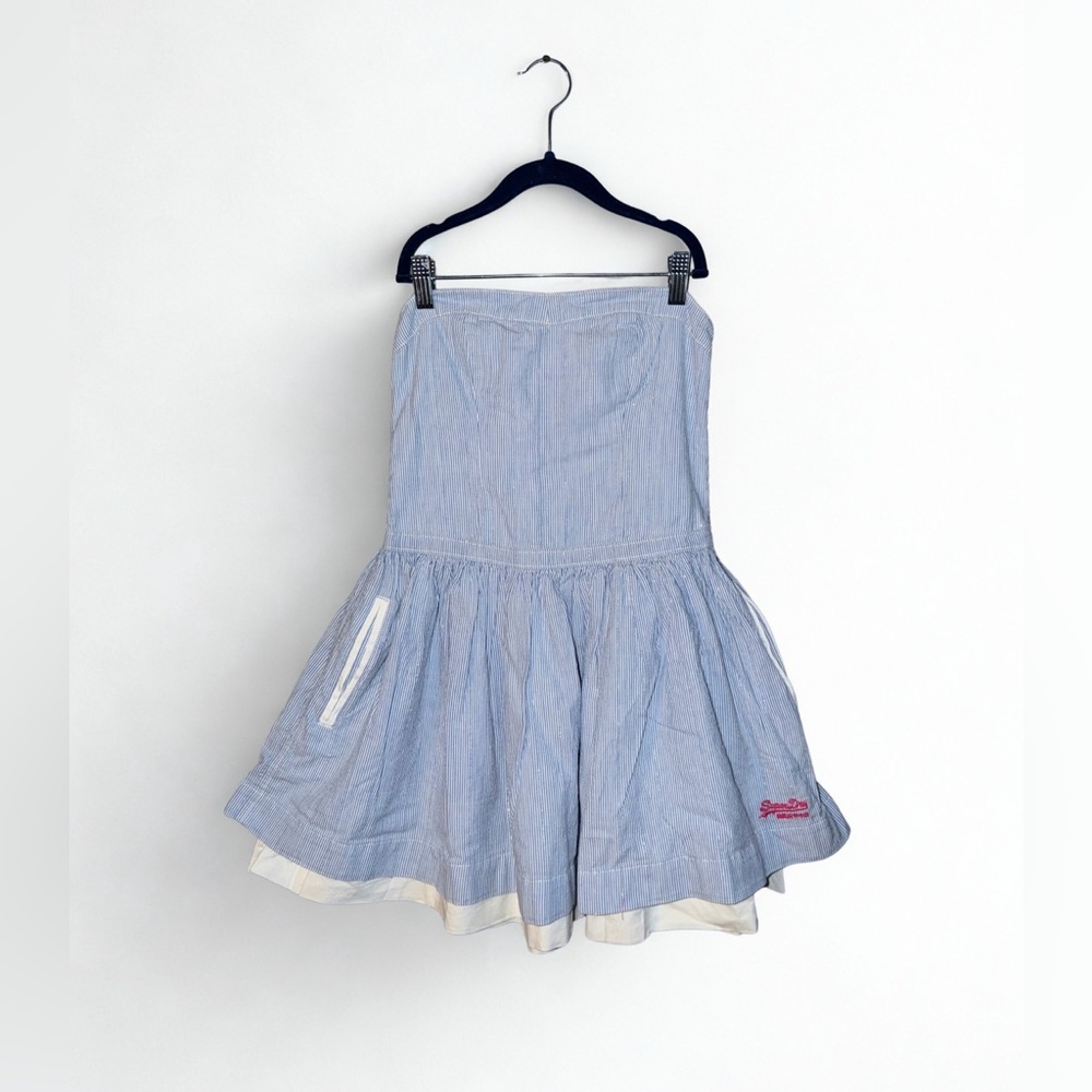 Superdry Light Blue Strapless Dress